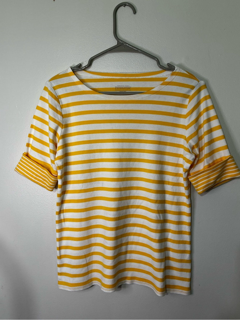 Pendleton Yellow & White Striped Short Sleeve Tee